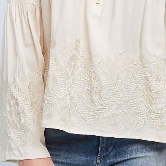 Embroidered Ivory Manor Blouse Eri + Ali NWT XS - Picture 3 of 16